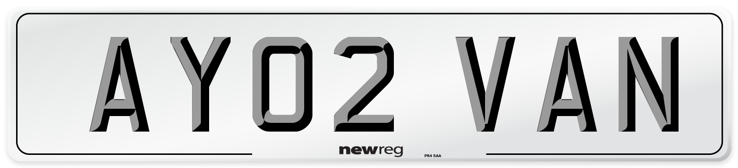 AY02 VAN Number Plate from New Reg